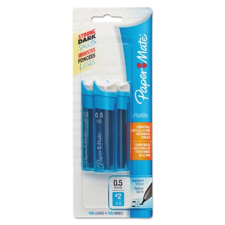 Paper Mate Lead Refills, 0.5 mm, HB, Black, PK105, 105PK PAP66400PP
